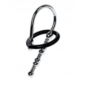 Серебристый уретральный плаг-бусины TOYFA Metal с мягким фиксириющим кольцом - ToyFa - купить с доставкой в Нижневартовске