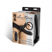 Чёрный полый страпон с вибрацией Unisex Vibrating Hollow Strap-On - 14 см. - Lux Fetish - купить с доставкой в Нижневартовске