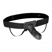 Чёрный полый страпон с вибрацией Unisex Vibrating Hollow Strap-On - 14 см. - Lux Fetish - купить с доставкой в Нижневартовске