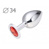 Коническая серебристая анальная втулка с красным кристаллом - 8,2 см. - Anal Jewelry Plug - купить с доставкой в Нижневартовске Коническая серебристая анальная втулка с красным кристаллом - 8,2 см. - Anal Jewelry Plug - купить с доставкой в Нижневартовске
