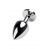 Серебристая коническая анальная пробка с красным кристаллом - 8 см. - ToyFa - купить с доставкой в Нижневартовске