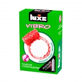 Розовое эрекционное виброкольцо Luxe VIBRO  Поцелуй стриптизёрши  + презерватив - Luxe - в Нижневартовске купить с доставкой