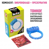 Голубое эрекционное виброкольцо Luxe VIBRO  Райская птица  + презерватив - Luxe - в Нижневартовске купить с доставкой