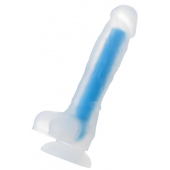Прозрачно-синий фаллоимитатор, светящийся в темноте, Steve Glow - 20 см. - ToyFa купить с доставкой в интернет-магазине Orgasmix в Нижневартовске Прозрачно-синий фаллоимитатор, светящийся в темноте, Steve Glow - 20 см. - ToyFa