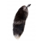 Серебристая металлическая анальная втулка с хвостом чернобурой лисы - размер S - ToyFa - купить с доставкой в Нижневартовске
