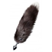 Серебристая металлическая анальная втулка с хвостом чернобурой лисы - размер S - ToyFa - купить с доставкой в Нижневартовске