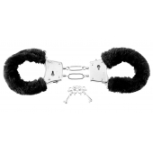 Меховые чёрные наручники Beginner s Furry Cuffs - Pipedream - купить с доставкой в Нижневартовске