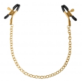 Чёрные с золотом зажимы на соски Gold Chain Nipple Clamps - Pipedream - купить с доставкой в Нижневартовске
