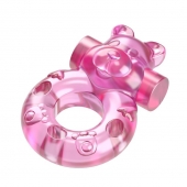 Розовое эрекционное виброкольцо на пенис Pink Bear - Baile - в Нижневартовске купить с доставкой