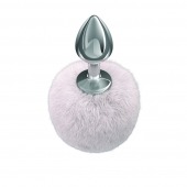 Серебристая анальная пробка с белым пушистым хвостиком Twinkle - Lola Games - купить с доставкой в Нижневартовске