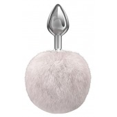 Серебристая анальная пробка с белым пушистым хвостиком Twinkle - Lola Games - купить с доставкой в Нижневартовске