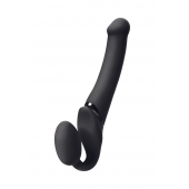 Черный безремневой вибрострапон Silicone Bendable Strap-On M - Strap-on-me - купить с доставкой в Нижневартовске