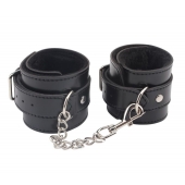 Черные оковы на ноги Obey Me Leather Ankle Cuffs - Chisa - купить с доставкой в Нижневартовске