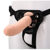 Черные трусики с телесной насадкой STRAP ON REAL DILDO - 21 см. - Dream Toys - купить с доставкой в Нижневартовске