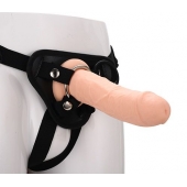 Черные трусики с телесной насадкой STRAP ON REAL DILDO - 21 см. - Dream Toys - купить с доставкой в Нижневартовске