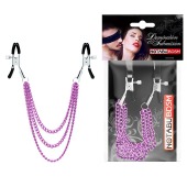 Оригинальные зажимы на соски с тройной розовой цепочкой - Notabu - купить с доставкой в Нижневартовске