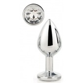 Серебристая анальная втулка с прозрачным кристаллом - 7,1 см. - Dream Toys - купить с доставкой в Нижневартовске