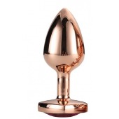 Золотистая анальная втулка с кристаллом-сердечком розового цвета - 7,1 см. - Dream Toys - купить с доставкой в Нижневартовске