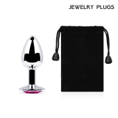 Серебристая анальная пробка с малиновым кристаллом - 7,2 см. - Anal Jewelry Plug - купить с доставкой в Нижневартовске