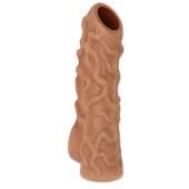 Телесная насадка с венками и открытой головкой Nude Sleeve M - 12 см. - KOKOS - в Нижневартовске купить с доставкой