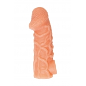 Телесная закрытая насадка с венками Cock Sleeve Size L - 17,6 см. - KOKOS - в Нижневартовске купить с доставкой