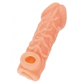 Телесная закрытая насадка с венками Cock Sleeve Size L - 17,6 см. - KOKOS - в Нижневартовске купить с доставкой