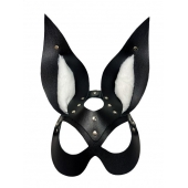 Черная маска зайки с белым мехом на ушках Miss Bunny - БДСМ Арсенал - купить с доставкой в Нижневартовске