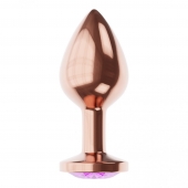 Пробка цвета розового золота с фиолетовым кристаллом Diamond Amethyst Shine S - 7,2 см. - Lola Games - купить с доставкой в Нижневартовске