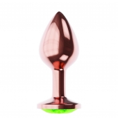 Пробка цвета розового золота с лаймовым кристаллом Diamond Emerald Shine S - 7,2 см. - Lola Games - купить с доставкой в Нижневартовске
