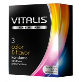 Цветные ароматизированные презервативы VITALIS PREMIUM color   flavor - 3 шт. - Vitalis - купить с доставкой в Нижневартовске