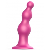 Розовая насадка Strap-On-Me Dildo Plug Beads size S - Strap-on-me - купить с доставкой в Нижневартовске