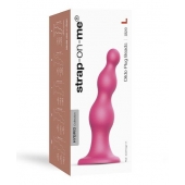 Розовая насадка Strap-On-Me Dildo Plug Beads size L - Strap-on-me - купить с доставкой в Нижневартовске