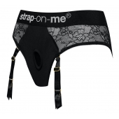 Черные трусики для насадок Diva Lingerie Harness - size S - Strap-on-me - купить с доставкой в Нижневартовске
