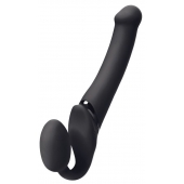 Черный безремневой вибрострапон Silicone Bendable Strap-On - size XL - Strap-on-me - купить с доставкой в Нижневартовске