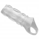 Насадка на пенис с кольцом для мошонки Clear Sensations Enhancer Sex Sleeve - 11,5 см. - XR Brands - в Нижневартовске купить с доставкой