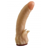 Телесная гелевая насадка-фаллос с клиторальными лепестками - 18,5 см. - LOVETOY (А-Полимер) - купить с доставкой в Нижневартовске