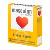 Презервативы с колечками и пупырышками Masculan Ribbed+Dotted - 3 шт. - Masculan - купить с доставкой в Нижневартовске