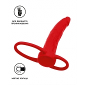 Красная насадка на пенис для двойного проникновения Black Red - 16,5 см. - ToyFa - купить с доставкой в Нижневартовске