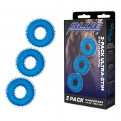Комплект из трех голубых колец для эрекции 3-Pack Ultra-Stim Stretch Cock Rings - BlueLine - в Нижневартовске купить с доставкой