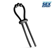 Черное эрекционное кольцо со стимулирующими бусинами - Sex Expert - в Нижневартовске купить с доставкой