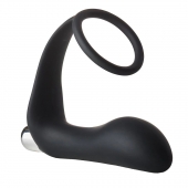 Черное эрекционное кольцо с вибропробкой Vibrating Anal Plug With Cockring - Dream Toys - в Нижневартовске купить с доставкой