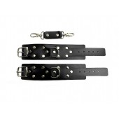 Черные кожаные наручники Sex Game - БДСМ Арсенал - купить с доставкой в Нижневартовске