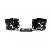 Черные кожаные наручники Sex Game - БДСМ Арсенал - купить с доставкой в Нижневартовске
