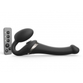 Черный безремневой страпон Multi Orgasm Size S с клиторальной стимуляцией - Strap-on-me - купить с доставкой в Нижневартовске