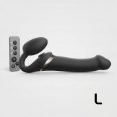 Черный безремневой страпон Multi Orgasm Size L с клиторальной стимуляцией - Strap-on-me - купить с доставкой в Нижневартовске