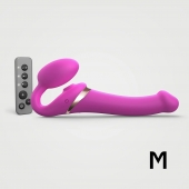 Ярко-розовый безремневой страпон Multi Orgasm Size M с клиторальной стимуляцией - Strap-on-me - купить с доставкой в Нижневартовске