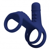 Синяя вибронасадка на пенис Vibrating Penis Sling - Baile - в Нижневартовске купить с доставкой