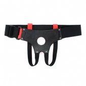 Красные кожаные трусики для страпона - БДСМ Арсенал - купить с доставкой в Нижневартовске