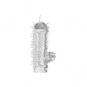 Прозрачная насадка с шипами и клиторальной шишечкой CLIT-BANGER SLEEVE IN CLEAR - Tonga - в Нижневартовске купить с доставкой