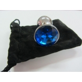Анальное украшение BUTT PLUG  Small с синим кристаллом - 7 см. - Anal Jewelry Plug - купить с доставкой в Нижневартовске Анальное украшение BUTT PLUG  Small с синим кристаллом - 7 см. - Anal Jewelry Plug - купить с доставкой в Нижневартовске